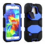 Wholesale Samsung Galaxy S5 Armor Shield Case Screen and Holster Clip (Black Blue)